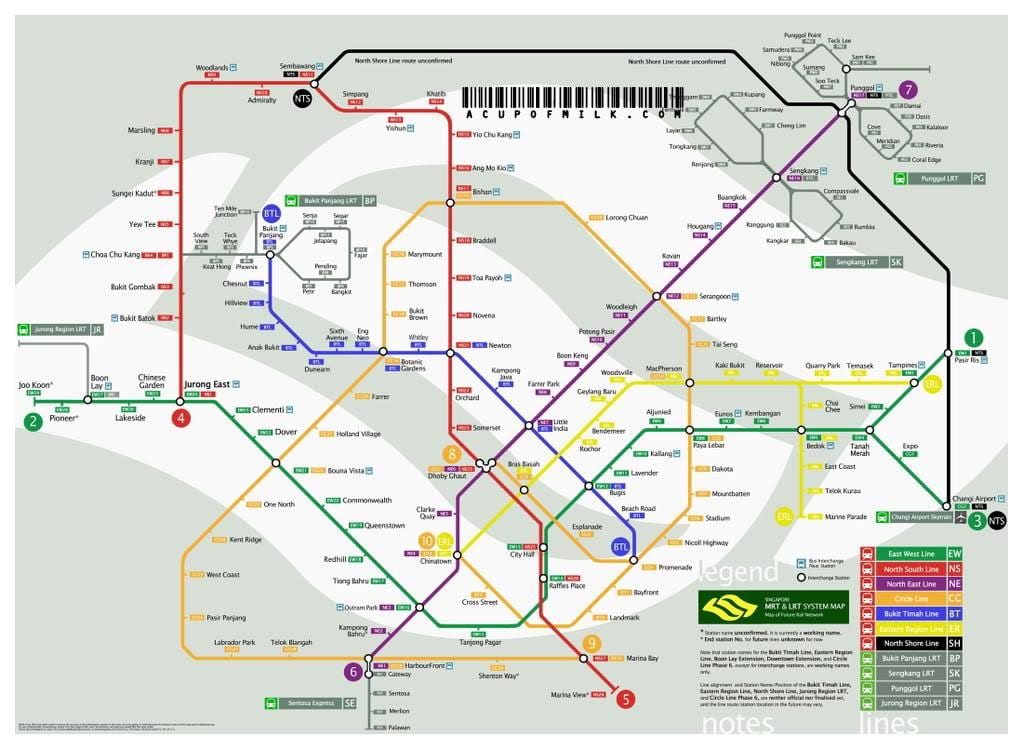 Singapur mrt line mapy