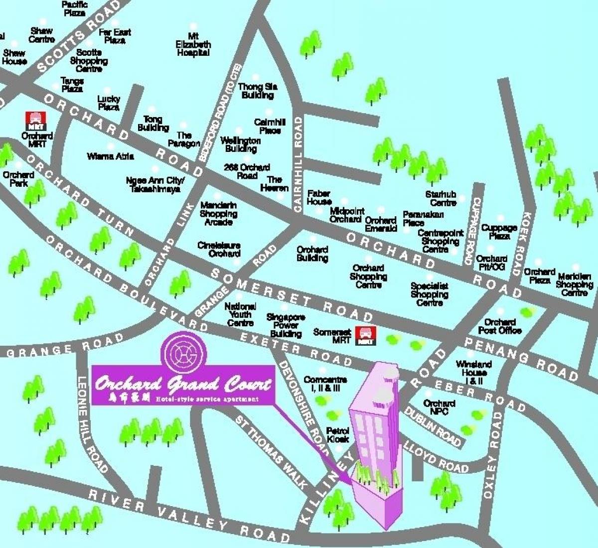 orchard road, Singapur mapa