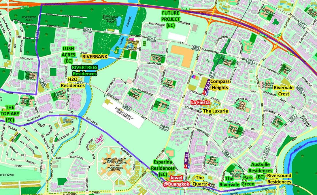mapa Sengkang Singapuru