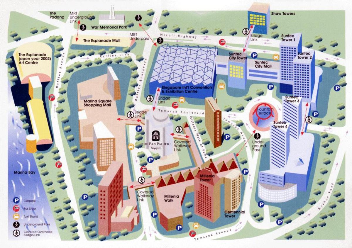 Centrální Obchodní Čtvrti Singapuru Mapě