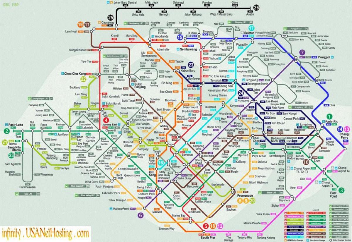 mapa Singapuru dopravy