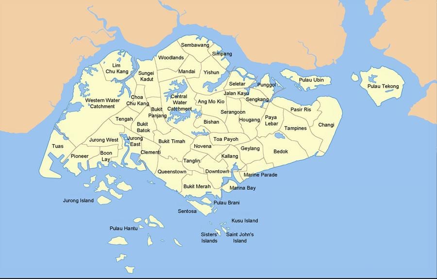 mapa Singapuru erp