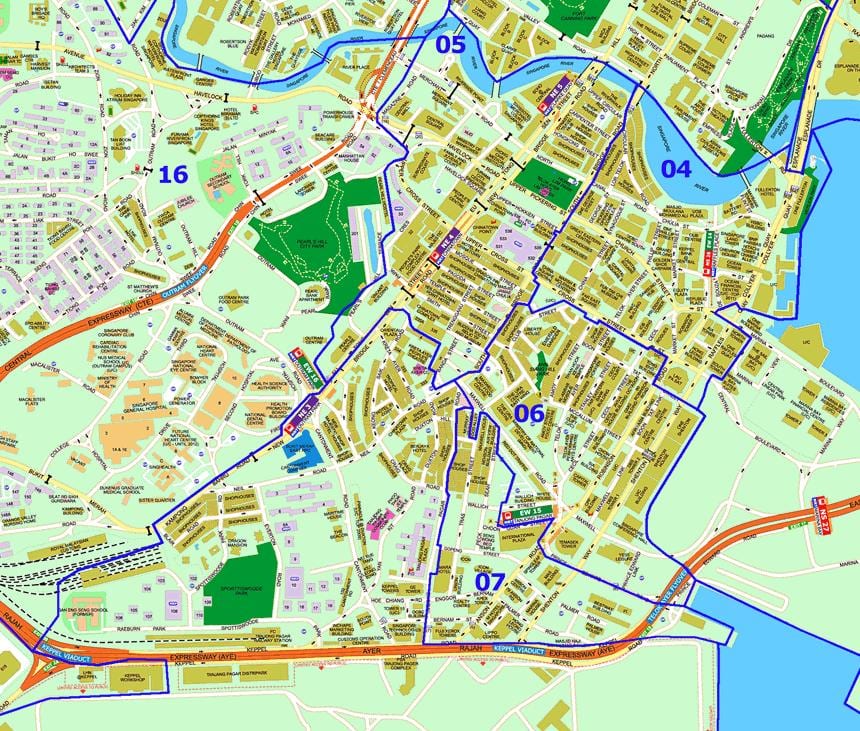 Singapore street directory mapě