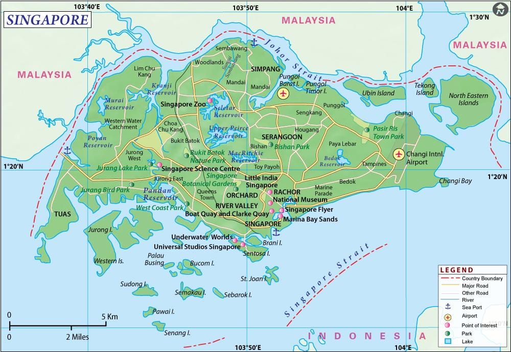 mapa města Singapur
