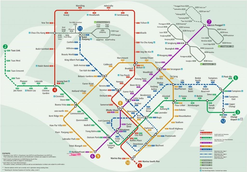 mapa Singapur mrt