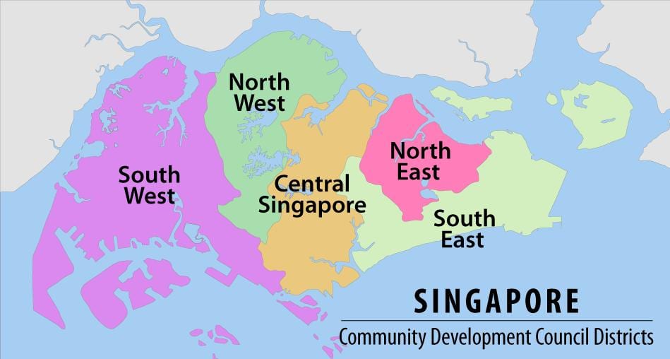 mapa Singapuru regionu