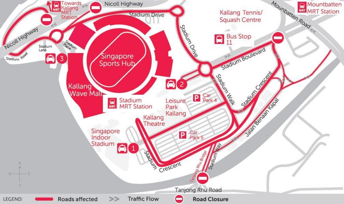 mapa Singapur sports hub