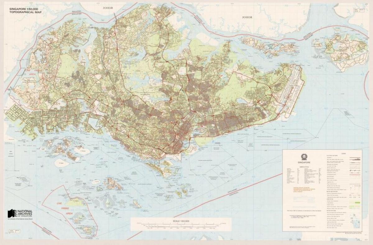 mapa Singapuru topografické