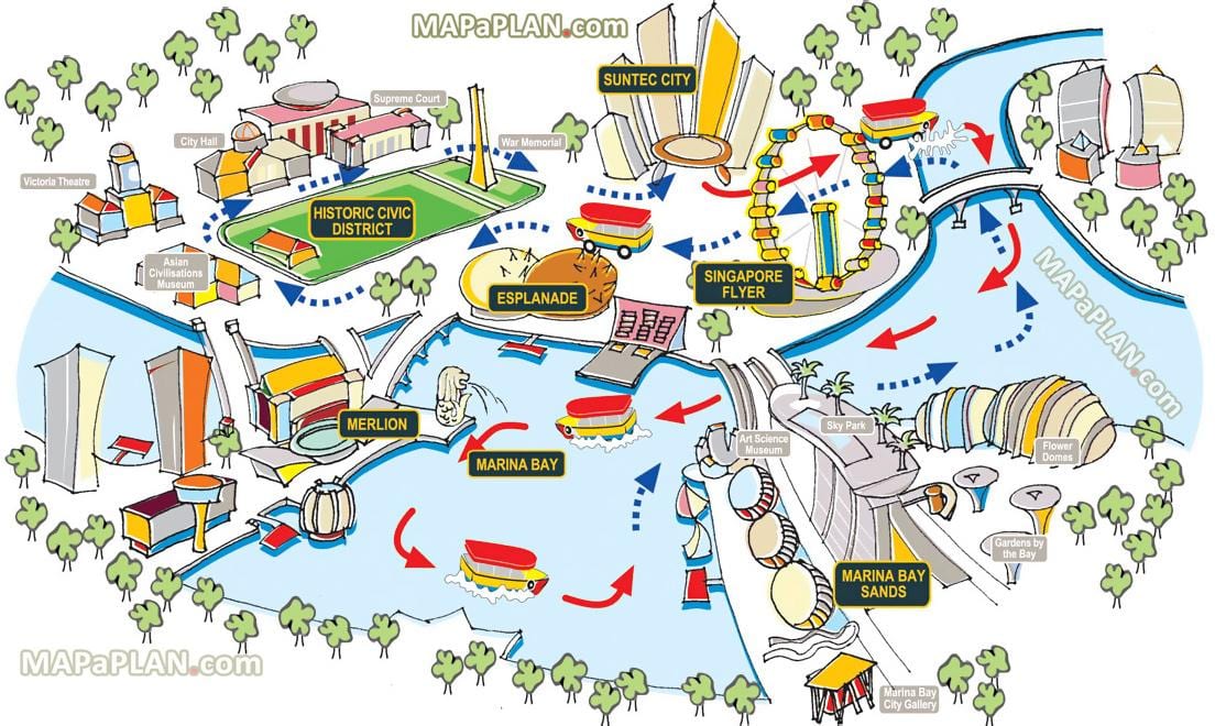 Singapur mapa pro turisty