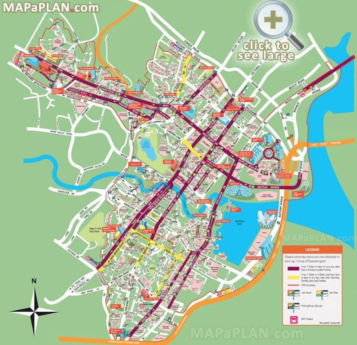 Singapur turistických míst mapě