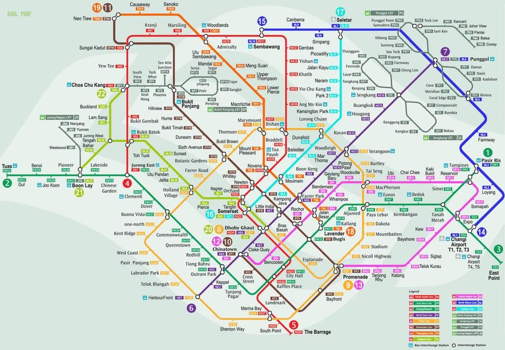 smrt Singapur mapa