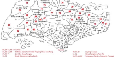 Singapur poštovní směrovací mapy