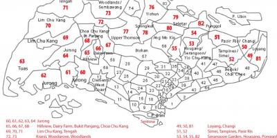 Singapur poštovní směrovací mapy