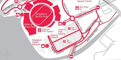 Mapa Singapur sports hub